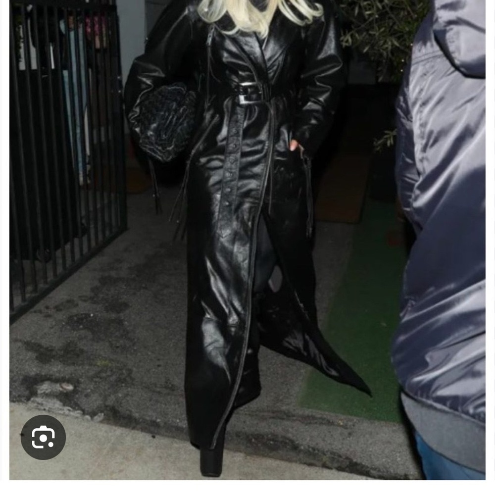 Retrofete Women's Black Leather Trench Coat
